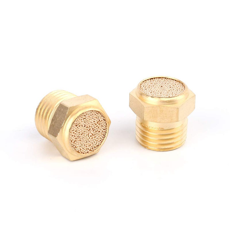 SNS Exhaust Muffler Male Thread 1/4 NPT Brass Pneumatic Silencer 10 PCS Per Pack PSV-N02 - Image 2